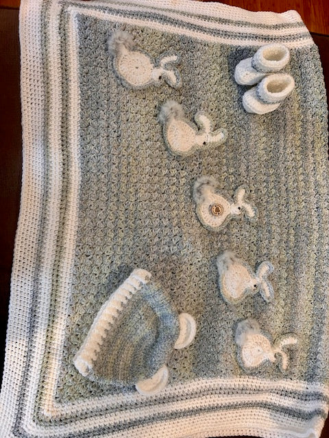 Bunny Baby Blanket with hat and booties