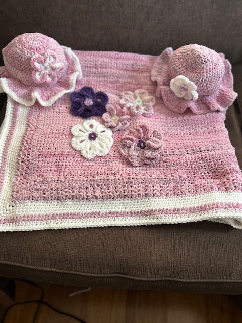 Lovely Lavender Baby Blanket with matching hat